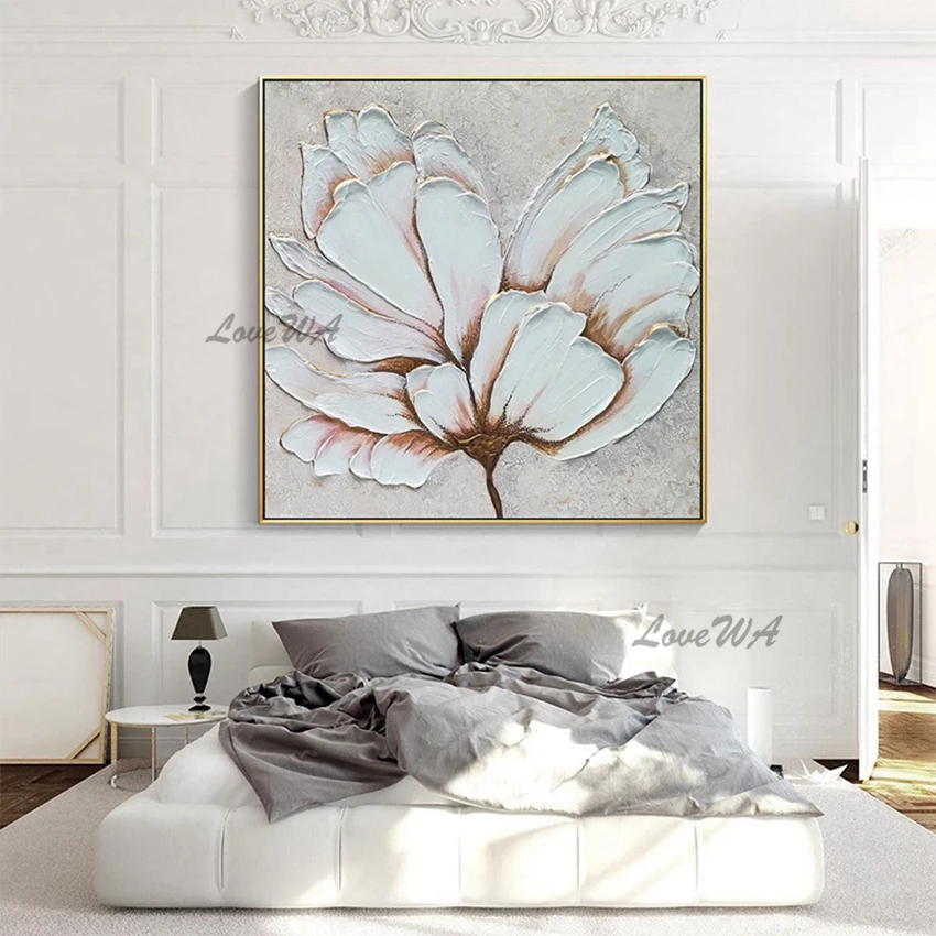 

Modern Handmade Beautiful Flower Painting New Arrival Home Decoration Wall Canvas Frameless Wall Art Picture For Living Room