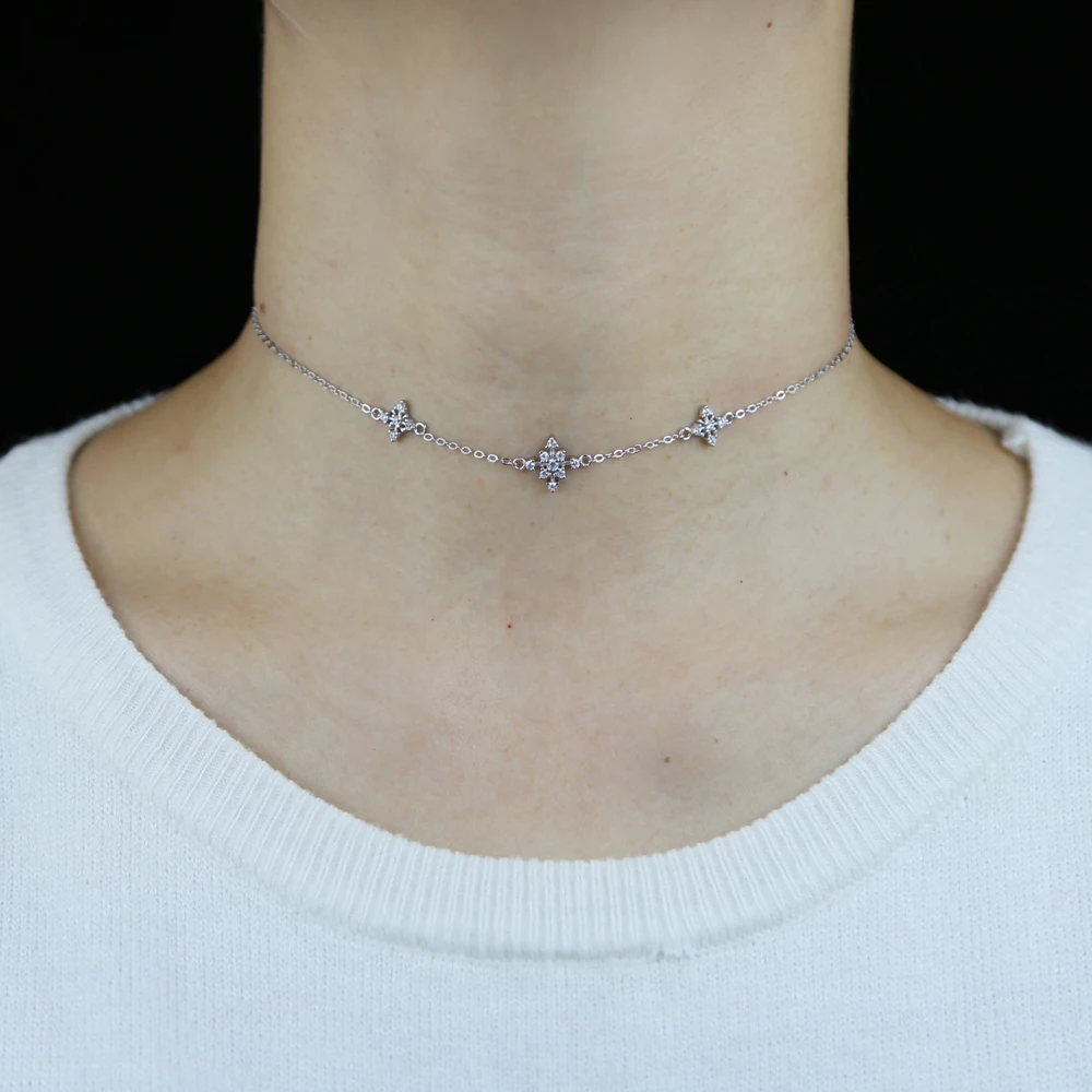 Женское Ожерелье-чокер с фианитом очаровательное колье золотистого цвета