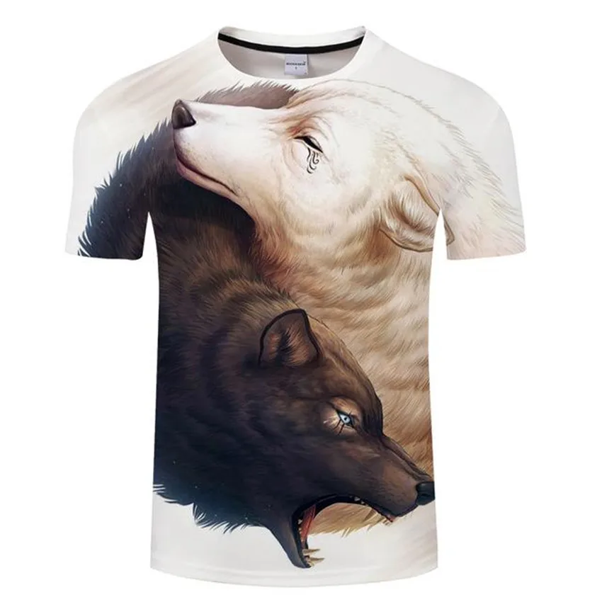 

KISSQIQI High Quality 3D Printed T-shirt 2020 New Animal Wolf Fashion Men's Summer Short Sleeve Maximum Size 5XL