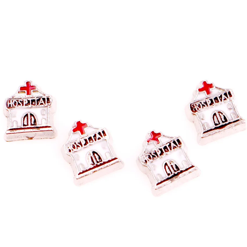 

20Pcs/Lot Red Cross Hospital Alloy Floating Charms Hand-made DIY for Glass Lockets