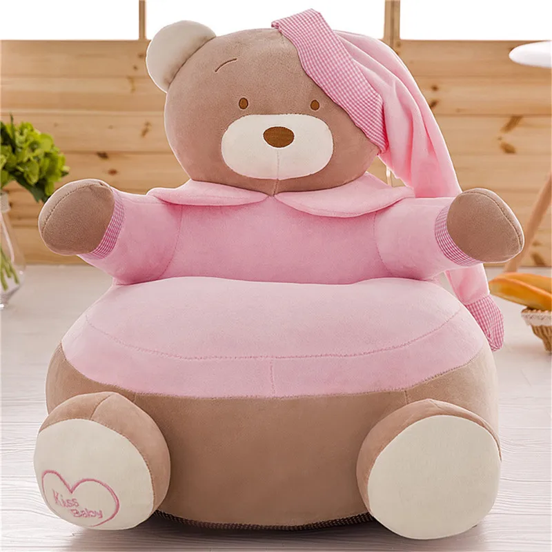 light pink cover Детское кресло, Кресло-мешок, мультяшная детская Корона, медвежонок, гнездо, детское кресло, пуховое детское кресло, роскошный меховой чехол для дивана, без набивки - Цвет: light pink cover