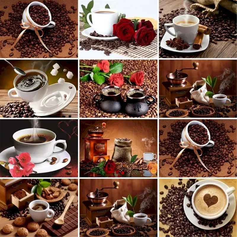 

GATYZTORY Diy Painting By Numbers coffee beans Canvas Colouring Landscape Handpainted Gift Wall Decor 60×75cm Frame
