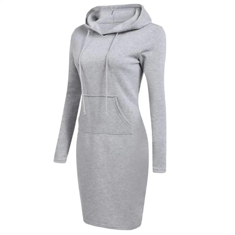 Women Autumn Winter  Casual  Hoodie Solid Color Hoodie Sport Hoodie Long Sleeve Sweatshirt Pocket Long Slim Pullovers Ladies
