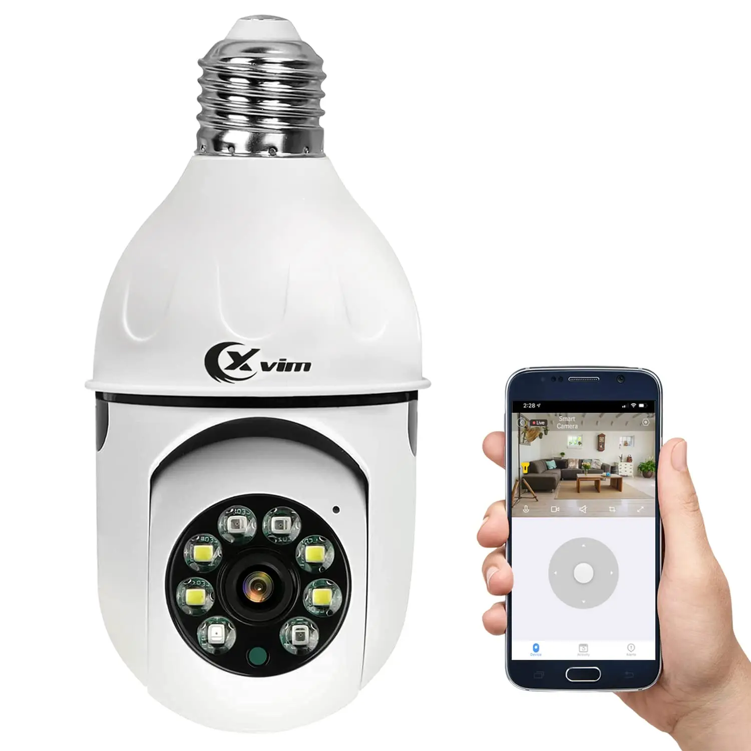 

XVIM 1080P WiFi Light Bulb Camera, Screw Base Wireless Home Surveillance Camera Light Bulb, 360 PTZ Bulb Camera Security System