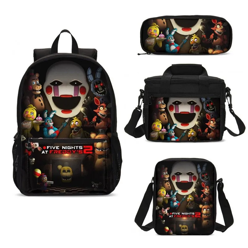 4 шт./компл. портфель школьные ранцы для мальчиков и девочек Five Nights At Freddy's пять