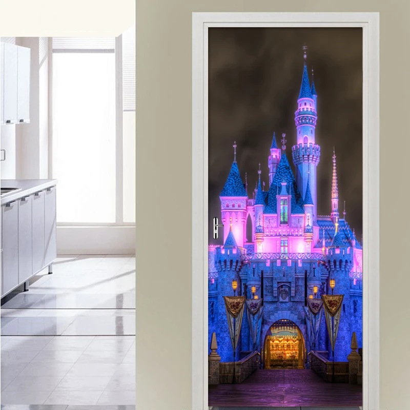 3D Фиолетовый замок ночь вид двери наклейки окна виниловая наклейка Бог ПВХ