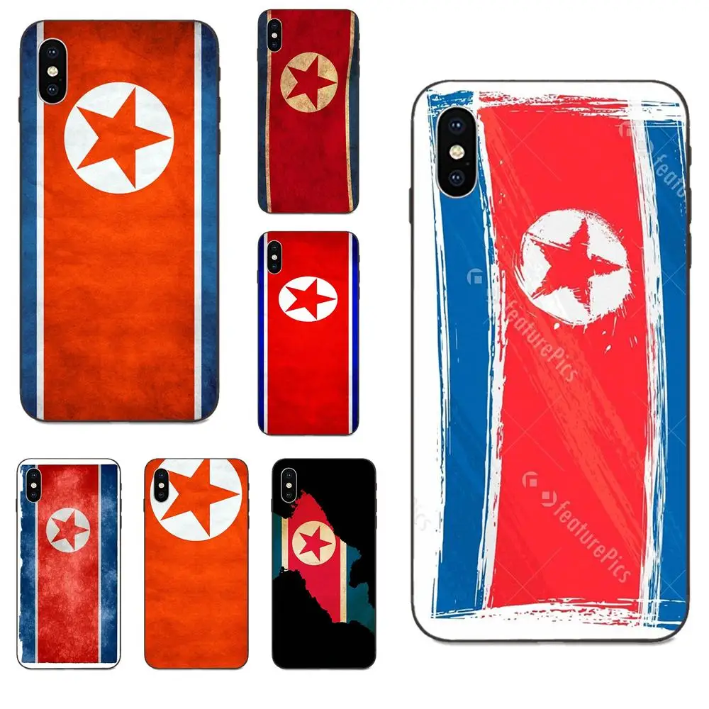 Мягкие чехлы из ТПУ Северная Корея гранж флаг для Apple iPhone X XS Max XR 4 6 6S 7 8 Plus |