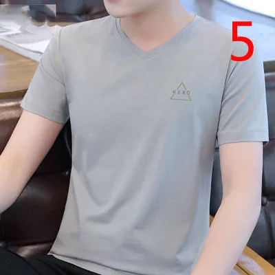 

Men's Solid Color V-neck Short Sleeve Casual Men's Summer T-Shirt