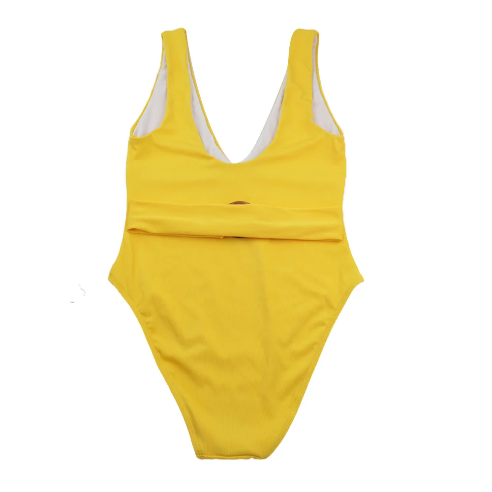 

Women's Solid Bathing Dress V-neck Swimsuit Sexy One-Piece Swimwear Beachwear swimming suit for women bikini 2020