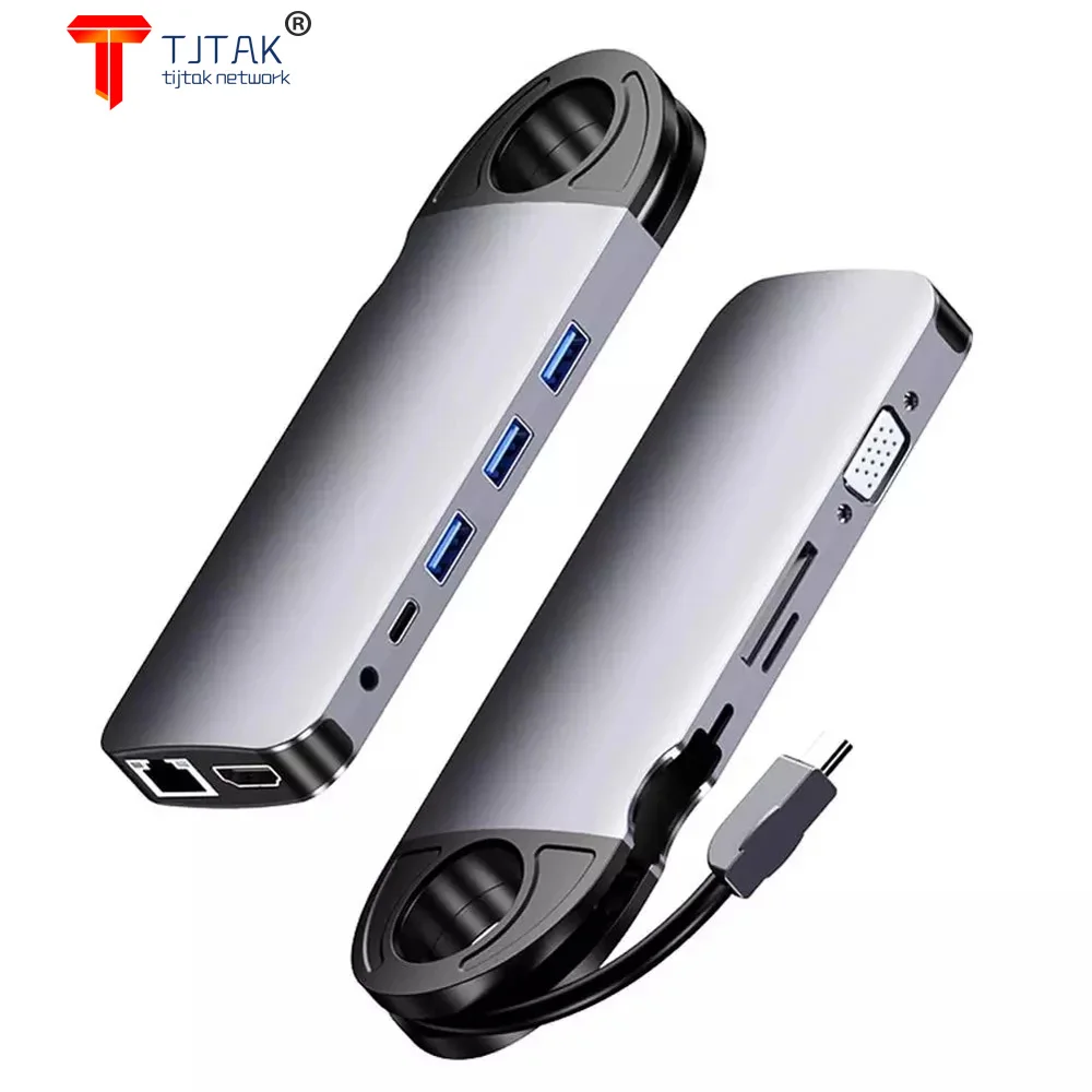 

10 In1 Storage USB C Hub to 4K HDMI USB 3.0TF VGA Adapter RJ45 Network Dock for MacBook Pro/Air USB-C 3.5mm Audio Type C