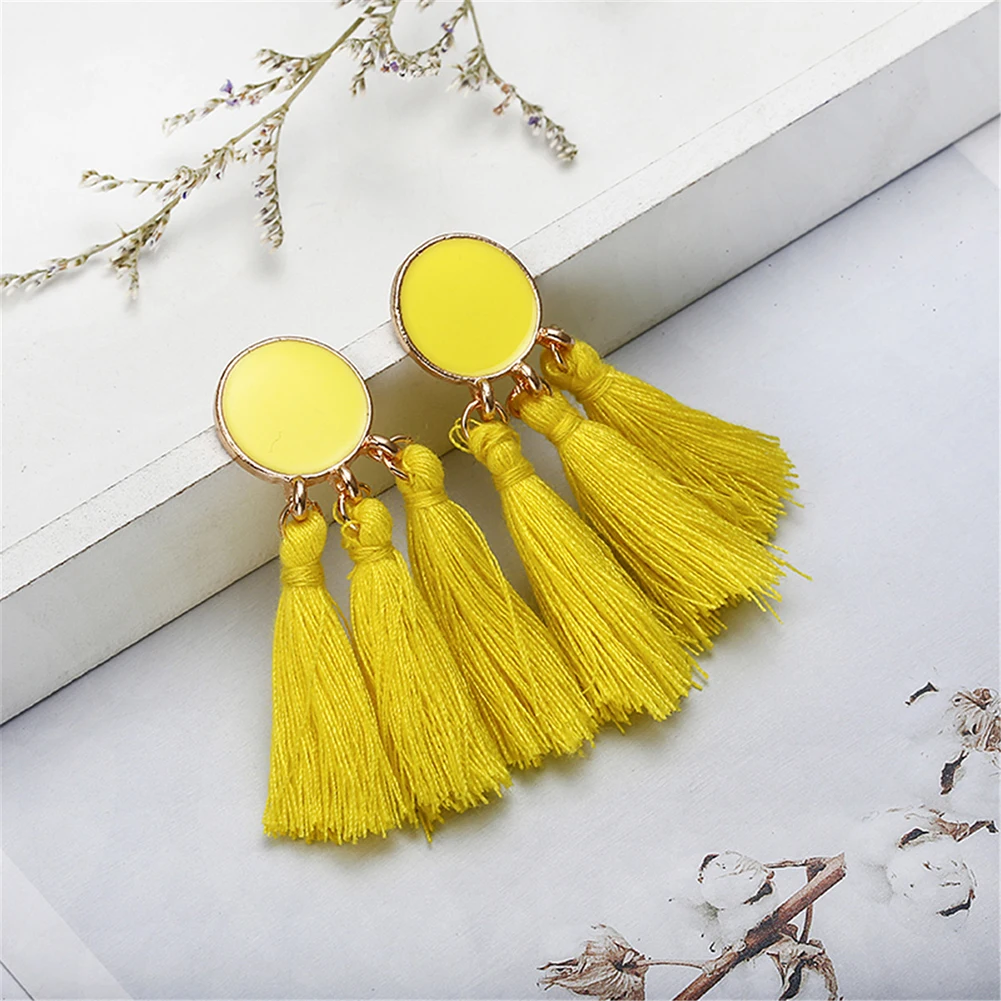 

1Pair New Fashion Bohemia Tassel Earrings Colorful Charm Dangle Fringe Drop Women Jewelry Accessories Exaggerated Vintage