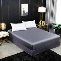 natural mulberry silk fitted sheet luxury solid color real silk mattress cover double queen size elastic band bed sheet
