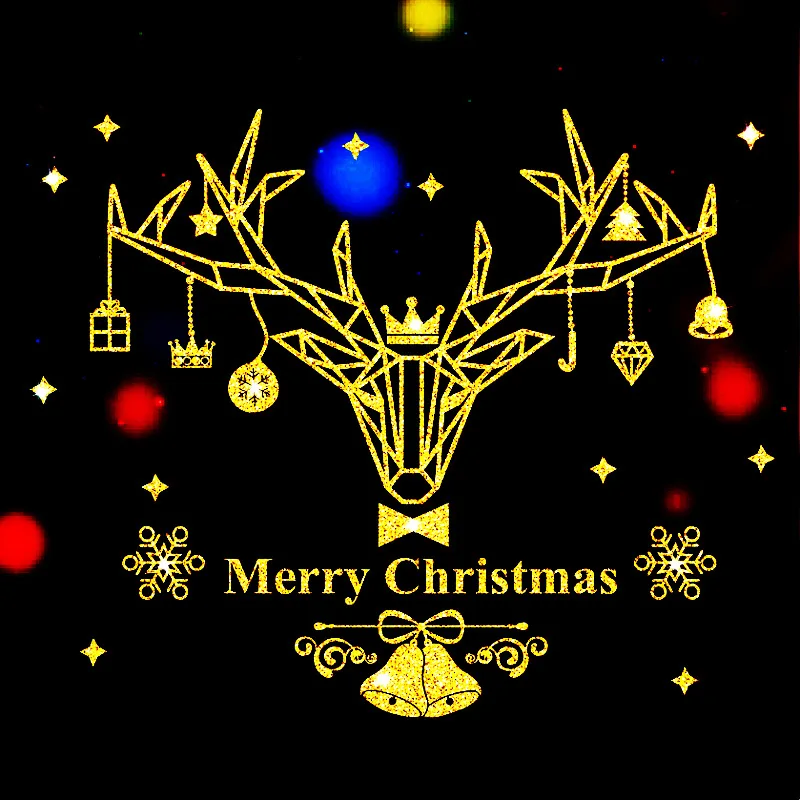 Золотые рождественские стеклянные наклейки на окна для гостиной зимние