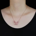 Ожерелье с кулоном в виде бабочки из фианита, розового цвета