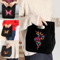 portable thermal lunch bag2022 canvas tote eco ladies pouchshopper storage folding travel bags anime butterfly print bag
