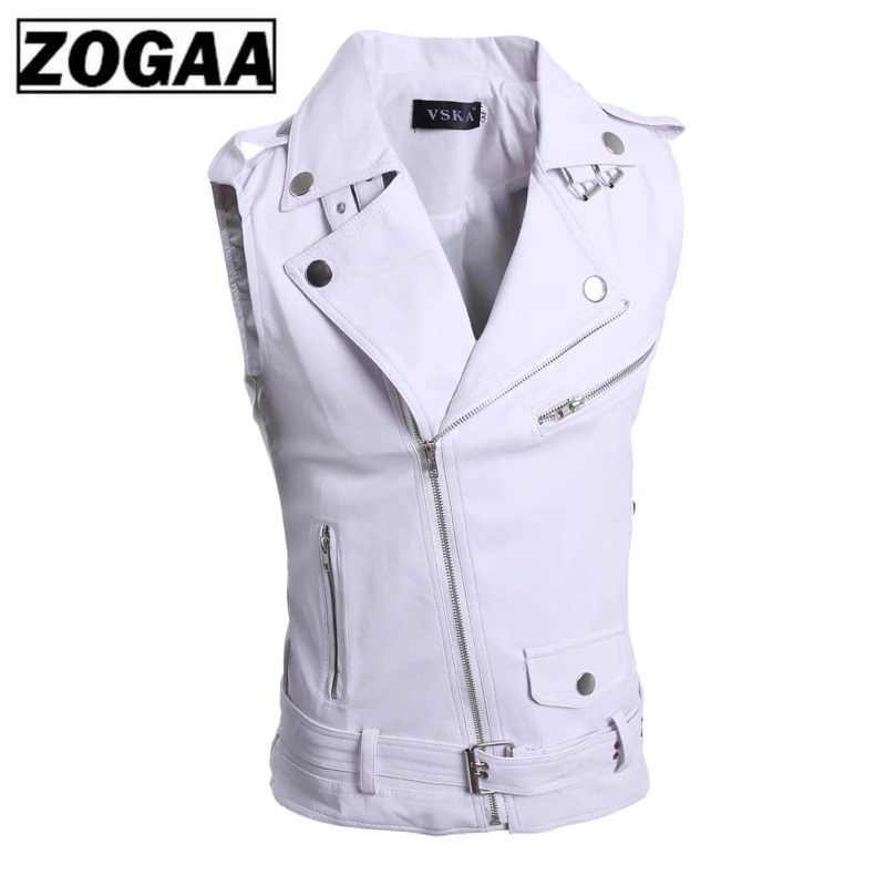 

ZOGAA Mens Biker Vest Sleeveless Pu Leather Motorcycle Waistcoat Gilet Homme Chalecos Para Hombre Multi Pocket Men Leather Vests