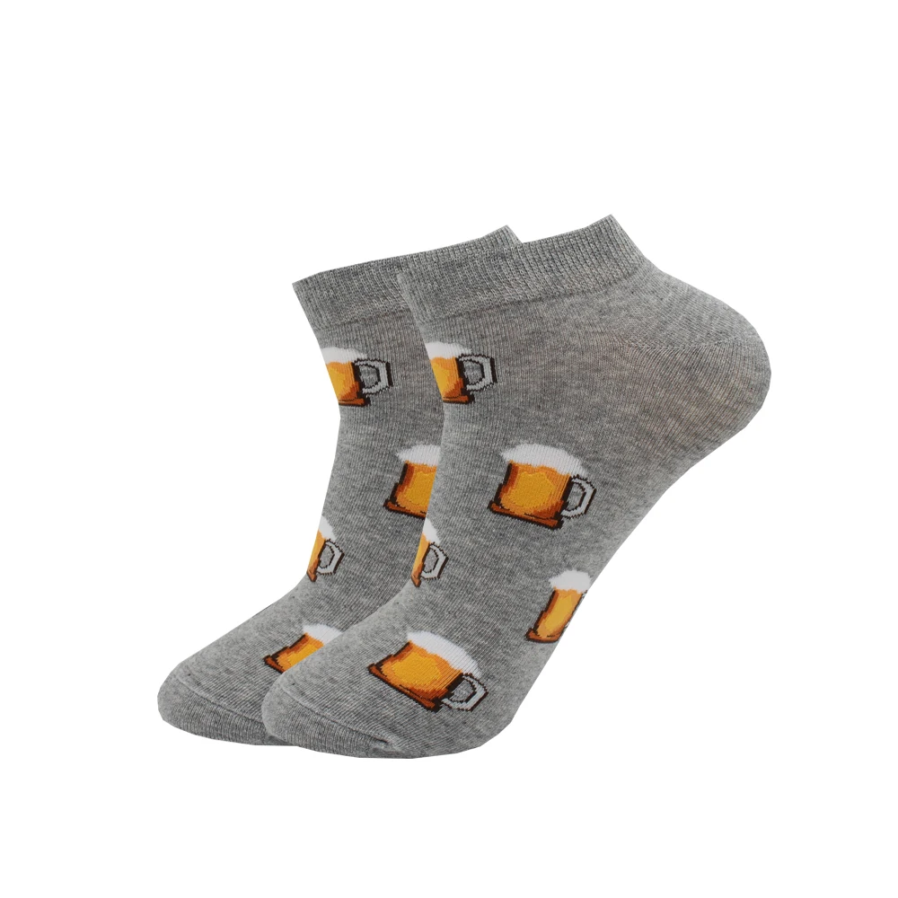 Цветные полосатые хлопковые мужские носки модные в горошек клетку пиво животные