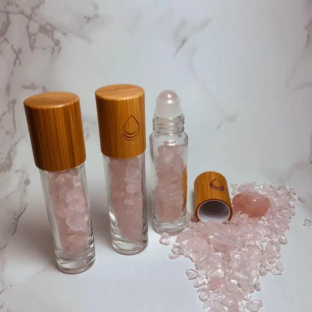 Стеклянные флаконы doterra с розовым кварцем и кристаллом 10 мл|Многоразовые бутылки|