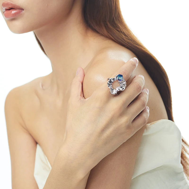 

Custom Evolution/Atelierso Ulva Pink Fish Pattern Crystal Ring Designer Brand