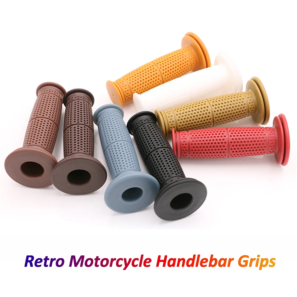

Retro Motorcycle Grips 22mm Handlebar Rubber Covers Custom Handle Grip Universal for Cafe Racer Royal Enfield Triumph Touring