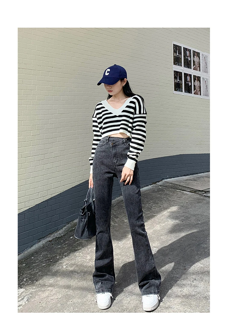 

DD0284 женские джинсы с высокой талией, облегающие драпированные брюки