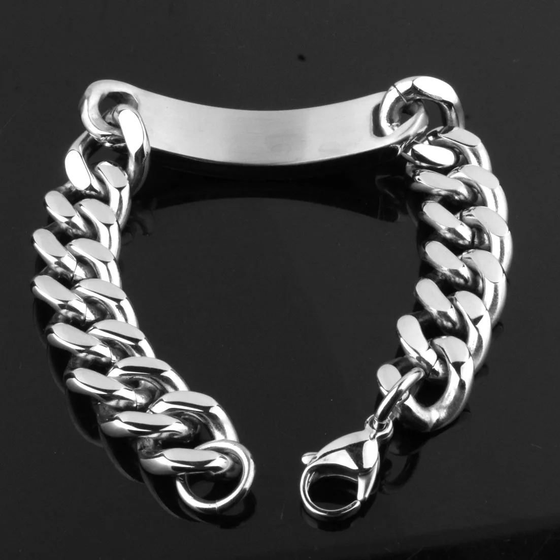 Браслет-цепочка мужской из нержавеющей стали с гладкой биркой | Украшения и