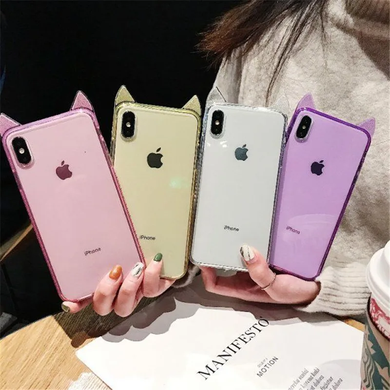 Мягкий чехол с бриллиантами для iphone X XS MAX XR 6 6s 7 8 Plus милый блестящий кошачьими