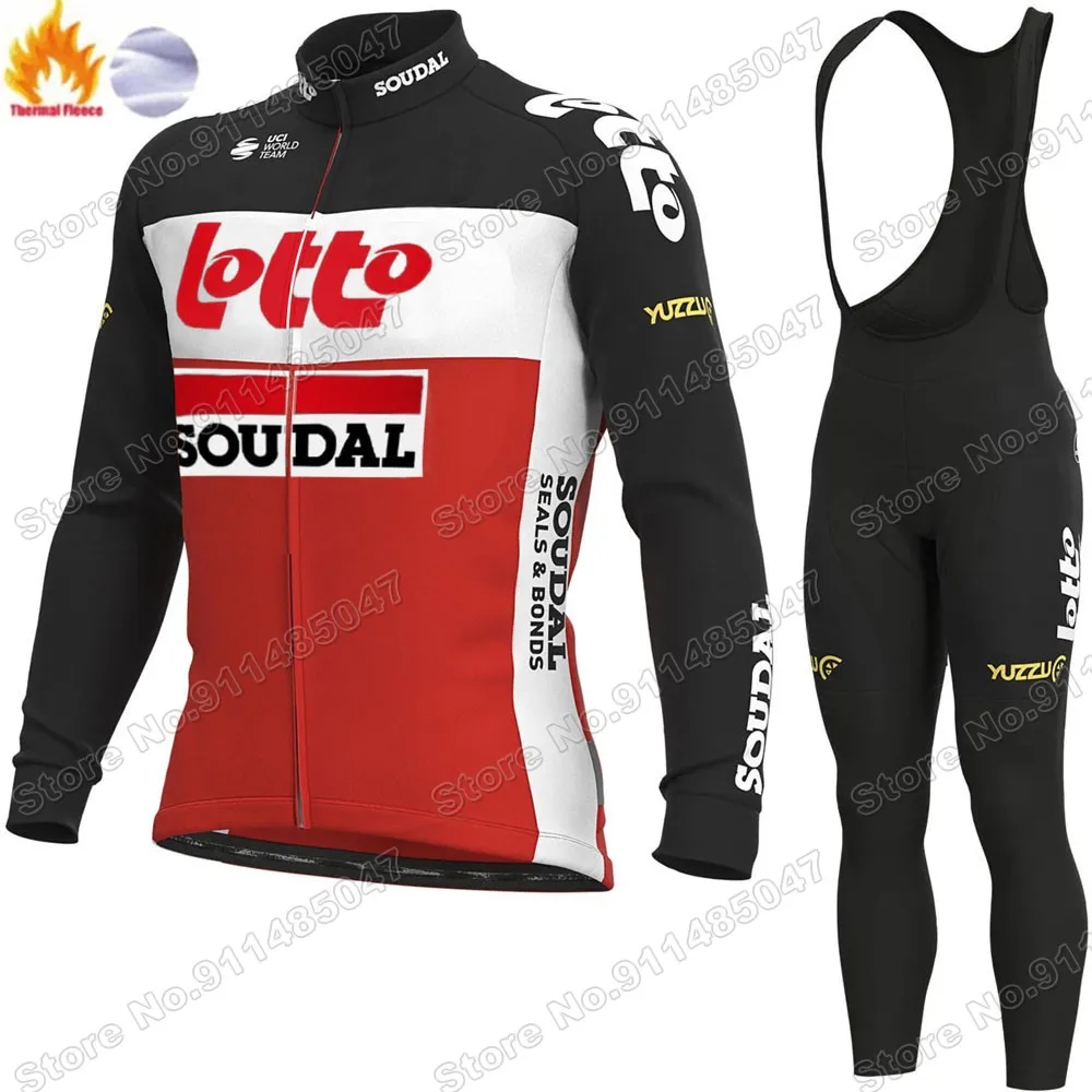 

Winter Lotto Soudal 2021 Cycling Jersey Set Winter Clothing Long Sleeve MTB Bike Road Pants Bib Maillot Culotte Fietskleding