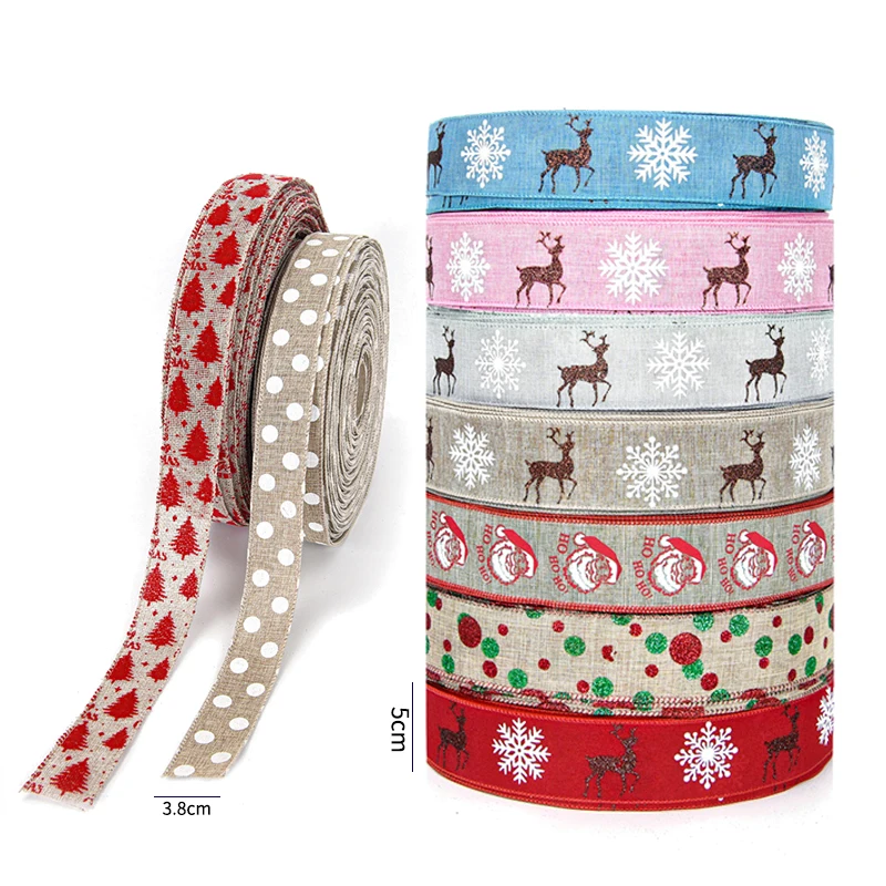 Имитация льняной рождественской ленты/DIY цветочная выпечка Свадебная подарочная