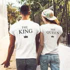 Новое поступление, парные рубашки с королем и его королевой для женщин и мужчин, Повседневная футболка с коротким рукавом для влюбленных пар, Подарок на годовщину