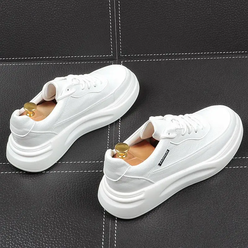 CuddlyIIPanda New Men Fashion Leisure Shoes Spring Autumn Thick Bottom White Sneakers Male Youth Trending Luxury Designer | Обувь