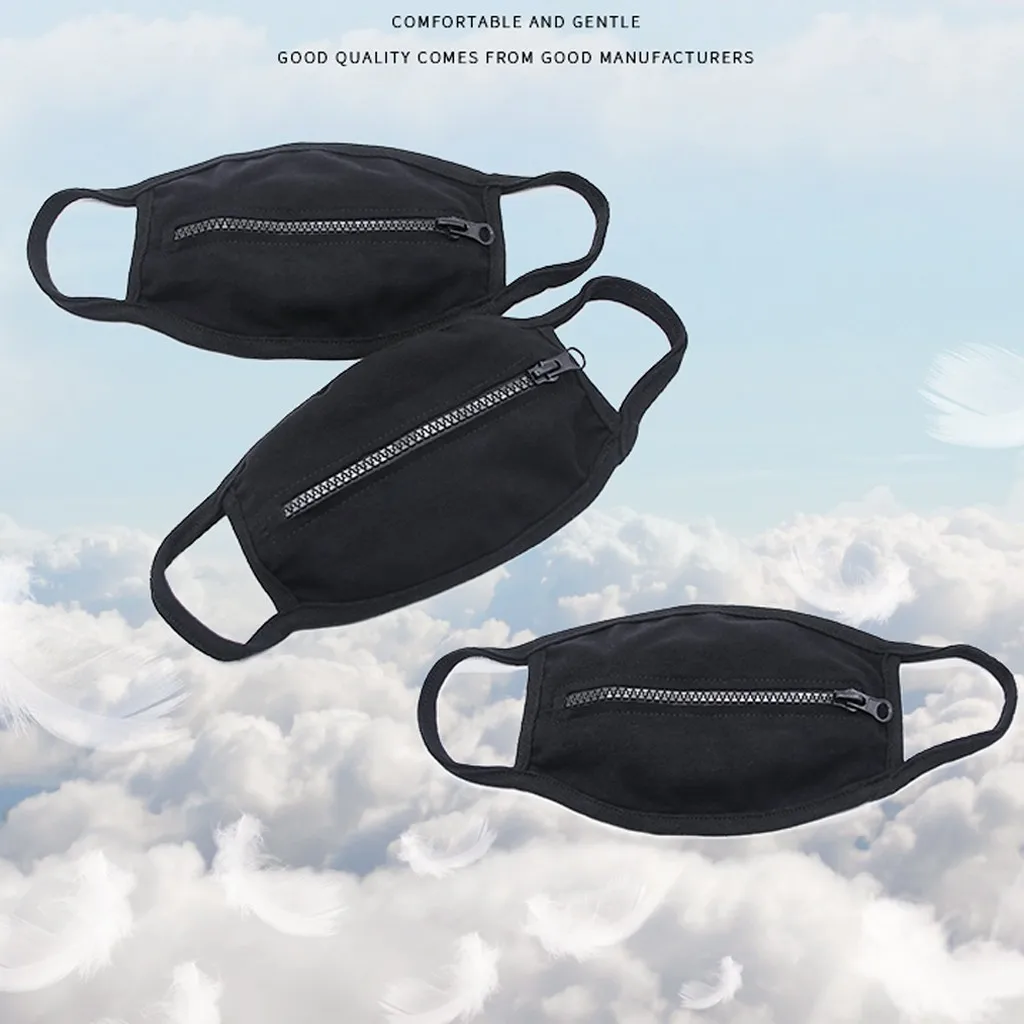 Маска на молнии однотонная модная дизайнерская маска для лица взрослых унисекс