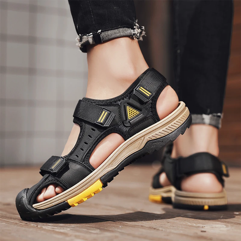 Hot Sale Summer Beach Men's Sandals Handmade Genuine Leather Sandals Outdoor Non-slip Wading Shoes Comfortable Men Casual Shoes images - 6