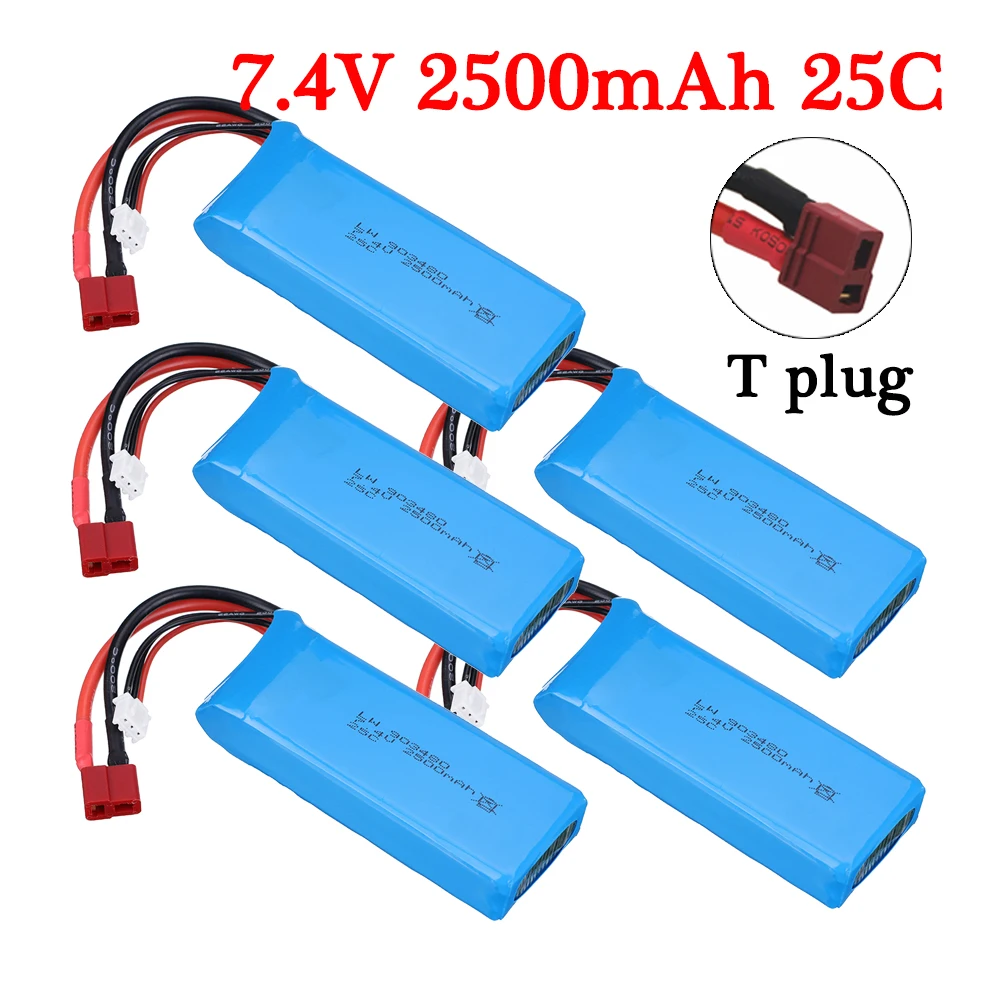 

upgrade 7.4v lipo battery for Wltoys 12428 12423 144001 124018 RC Car spare parts 7.4V 2500mah 25C battery For RC Trucks Tanks