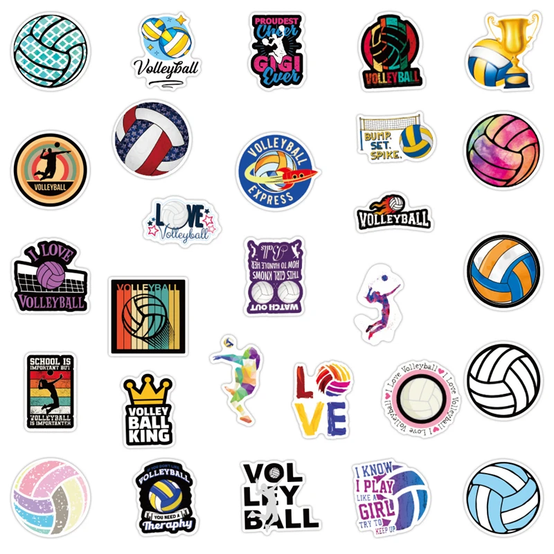103050 pcs new volleyball doodle graffiti waterproof sticker motorcycle phone computer luggage fridge notebook helmet guitar free global shipping
