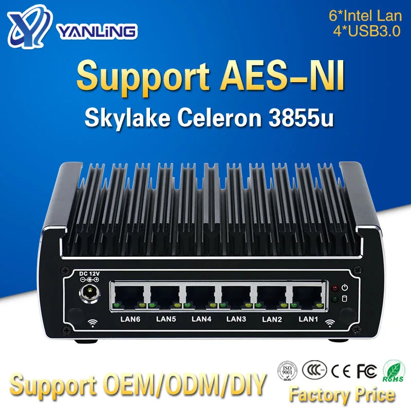 Компьютеры pfsense мини ПК intel Skylake celeron 3855u с двухъядерным процессором без
