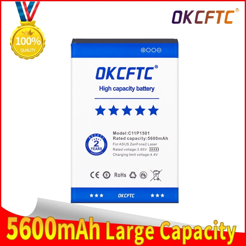 

OKCFTC C11P1501 5600mAh Battery For ASUS ZenFone 2 ZenFone2 Laser Selfie ZE551KL ZE601KL ZE550KL ZD551KL ZE600KL Z00LD Batteries