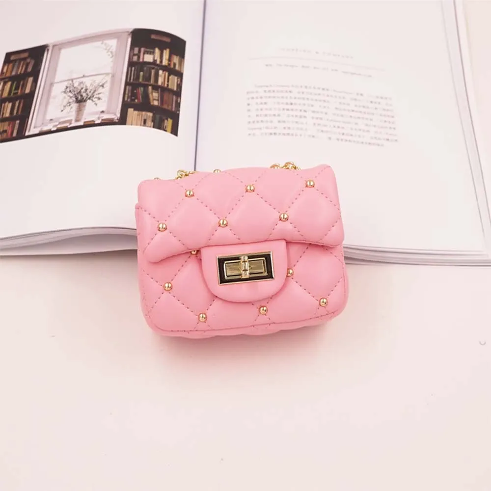 

Toddler Kids Bags Baby Girls Mini Bags Fashion Girl PU Leather Rivet Bag Princess Messenger Backpacks Korea Chain Purse