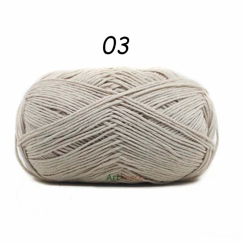 03 1PC 50 г хлопковая пряжа Органическая пряжа для вязания вязанных свитеров носки 24 цвета крючком иглы № 2 - Цвет: 03 1PC