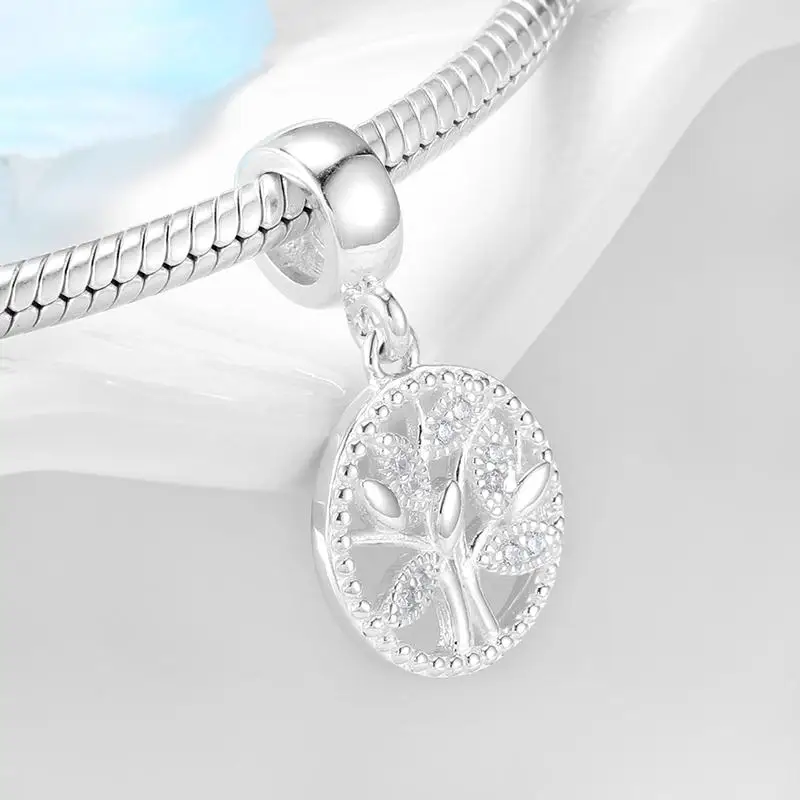 Любовь Семья Древо жизни 925 пробы серебро сверкающими камнями прекрасные бусины