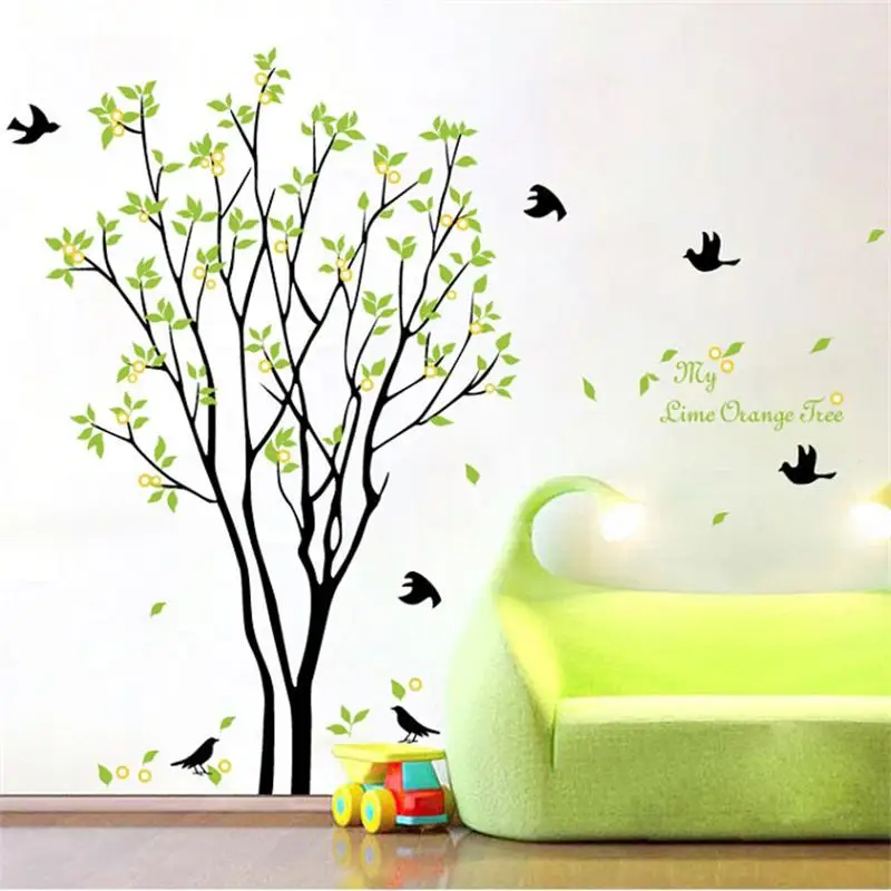 

Green Trees Pastoral Wall Sticker Zooyoo9094 Home Decoration Diy Removable Wall Decal Bedroom