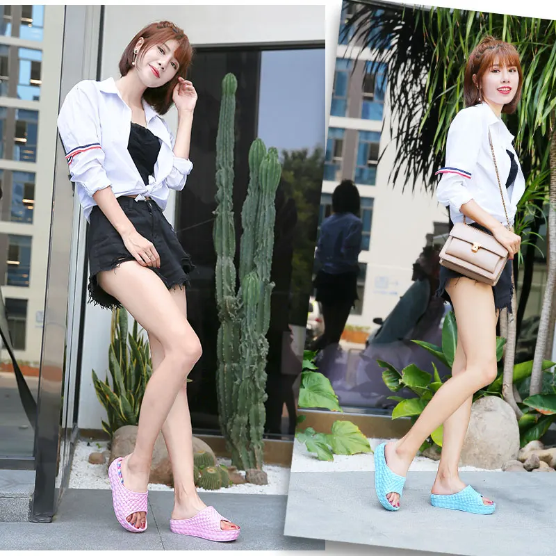 MWY Home House Bathroom Shower Slippers For Women Summer Non Slip Soft Outdoor Beach Slides Zapatos Mujer Wedges Flip Flops