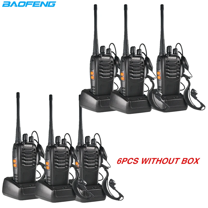 Without box 6 шт. Baofeng BF-888S рация BF888S 6 км домофон 5 Вт двухстороннее радио портативный CB Ham Радио Портативный радиопередатчик fm домоф - Цвет: Without box