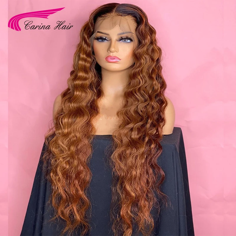 Волнистые светлые Омбре вьющиеся кружевные передние человеческие волосы