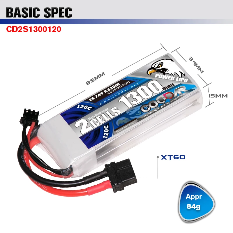 

Аккумулятор CODDAR 7,4 в 1300 мАч 120C 2S LiPo с разъемом XT60 для бета-гонок Вертолет Лодка Радиоуправляемый квадрокоптер Дрон запчасти