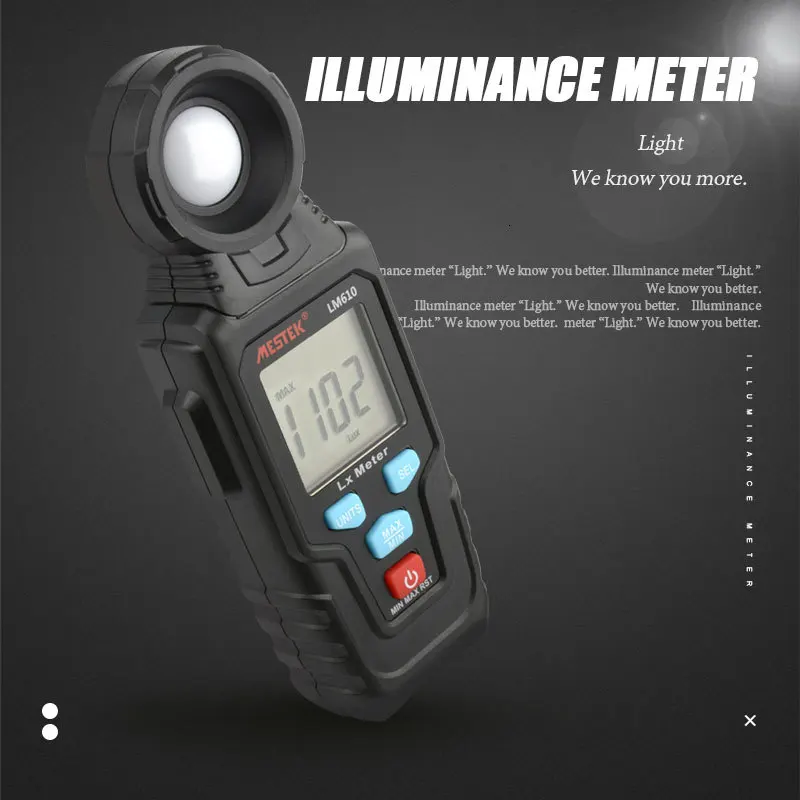 MESTEK, LM610, светильник, измеритель, 100000 люкс, Цифровой Люксметр, Luminance, люкс, Fc, тест, Макс, мин, осветители, фотометр