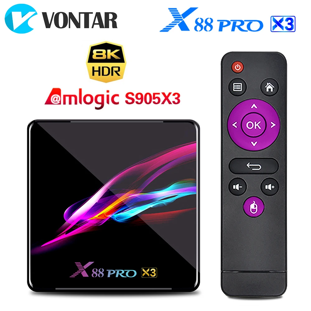 2020 X88 PRO X3 8K 4 Гб 64 ТВ Box Amlogic S905X3 Android 9 0 Декодер каналов кабельного телевидения