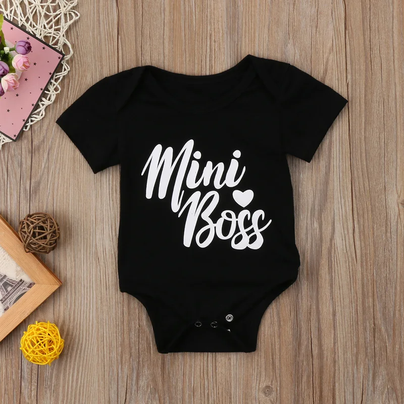 Одежда для малышей с принтом мини Босс Детский комбинезон мальчиков и девочек