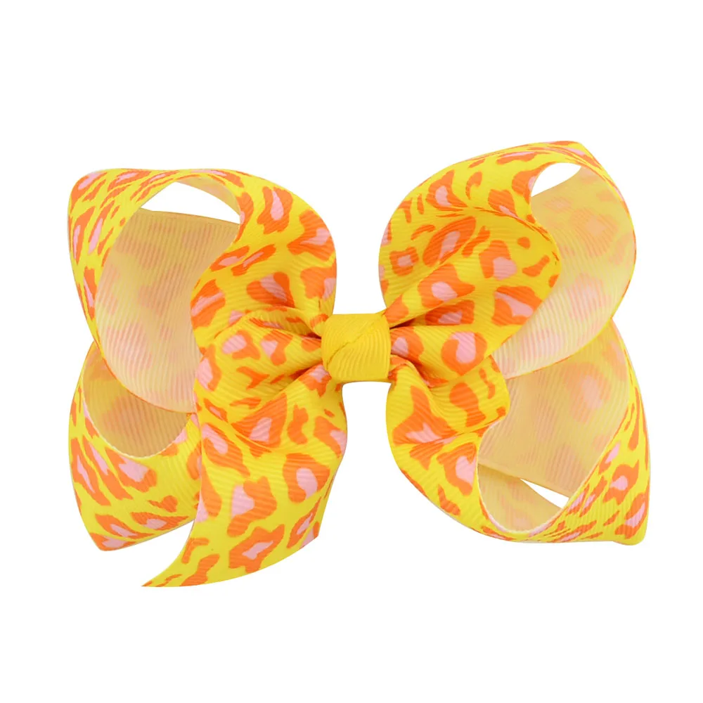 6 шт./лот 10 см женские банты для волос с радужным принтом лента бант девочек зажимы