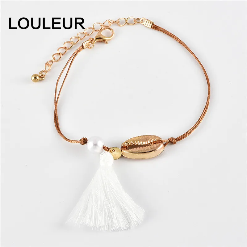 6 шт./компл. золотой браслет для Для женщин Лунная ракушка кисточкой себе в стиле